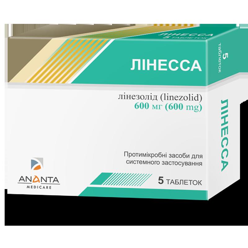 ЛІНЕССА, таблетки, вкриті плівковою оболонкою, по 600 мг № 5